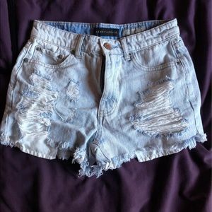 Distressed High Waisted Cheeky Shorts